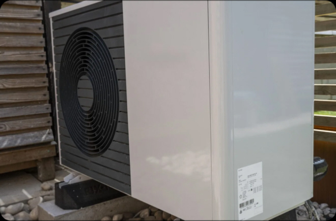 A photo of an air source heat pump