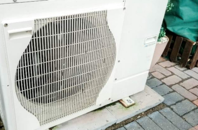 A photo of an air source heat pump