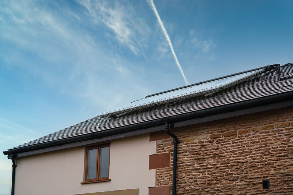 Solar panel on a roof